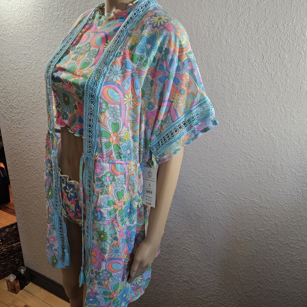 Floral Ruffle Three-Piece Swim Set - Multicolor - Picture 12 of 14